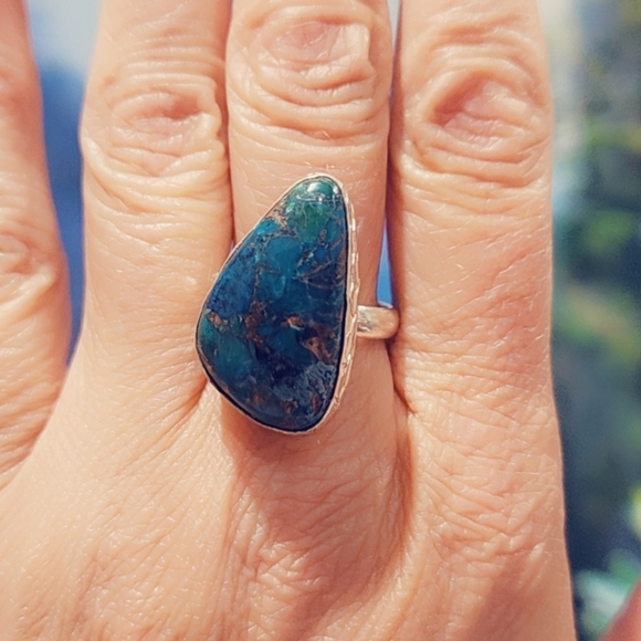 Copper Turquoise Gemstone Ring! Huge! - Picture 4 of 5